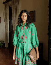 Leather Woven Handle Cross-Body Bag, , large