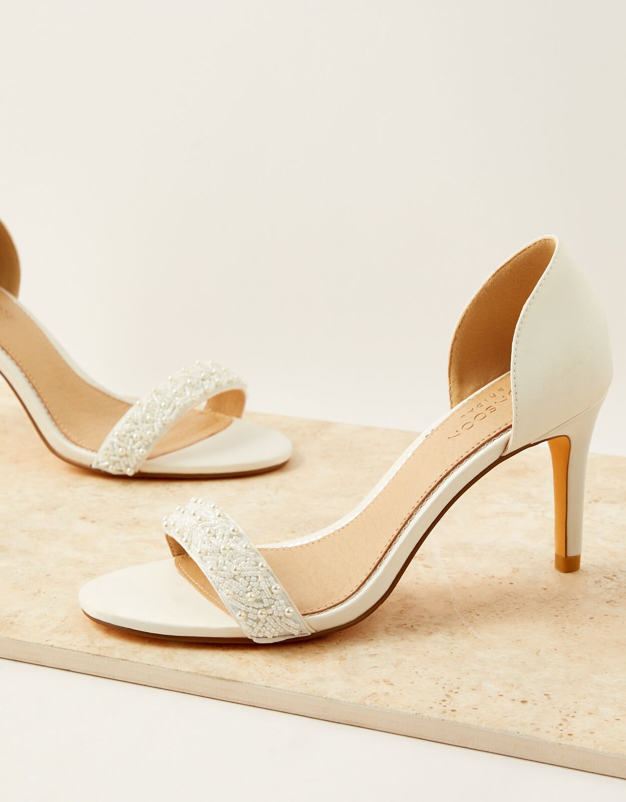 Beaded Peep Toe Bridal Heels Ivory Women s Shoes Monsoon UK