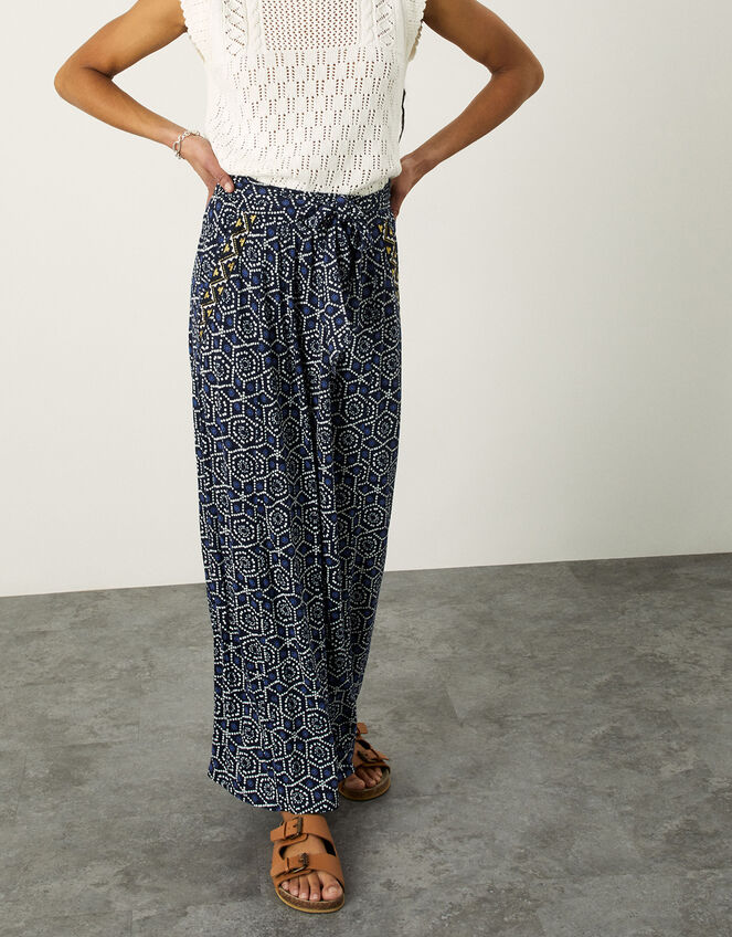 Geometric Print Jersey Maxi Skirt, Blue (BLUE), large