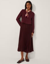 Penny Long Sleeve Pleated Midi Dress, Purple (AUBERGINE), large