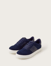 Faux Suede Trainers, Blue (NAVY), large