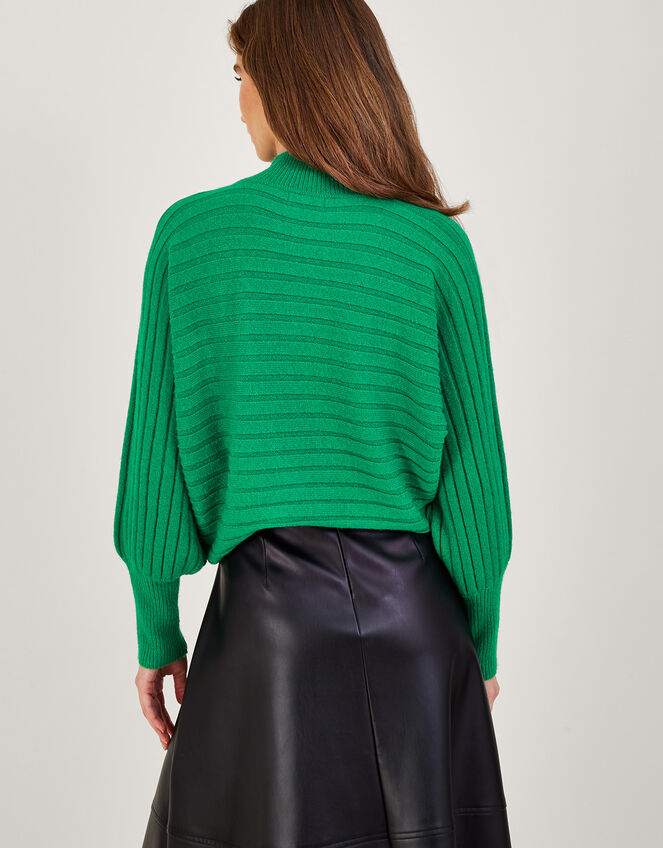 Horizontal Rib Jumper with Recycled Polyester, Green (GREEN), large