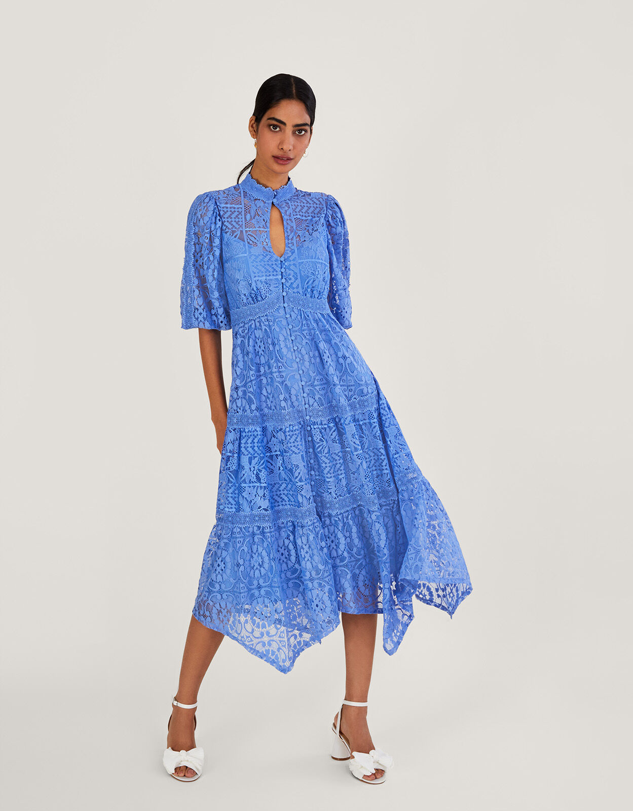 Monsoon blue lace dress deals