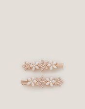 2-Pack Pearly Flower Hair Clips, , large