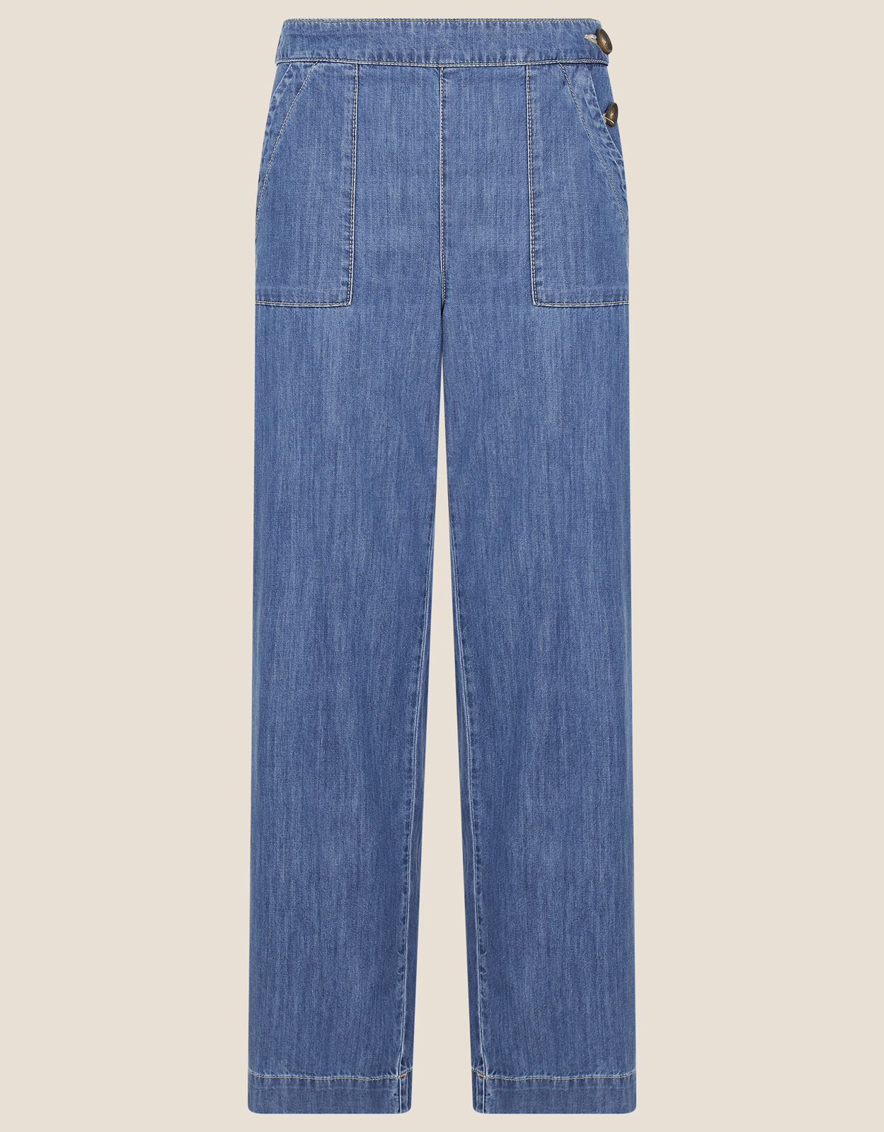 Pull On Denim Culottes Blue