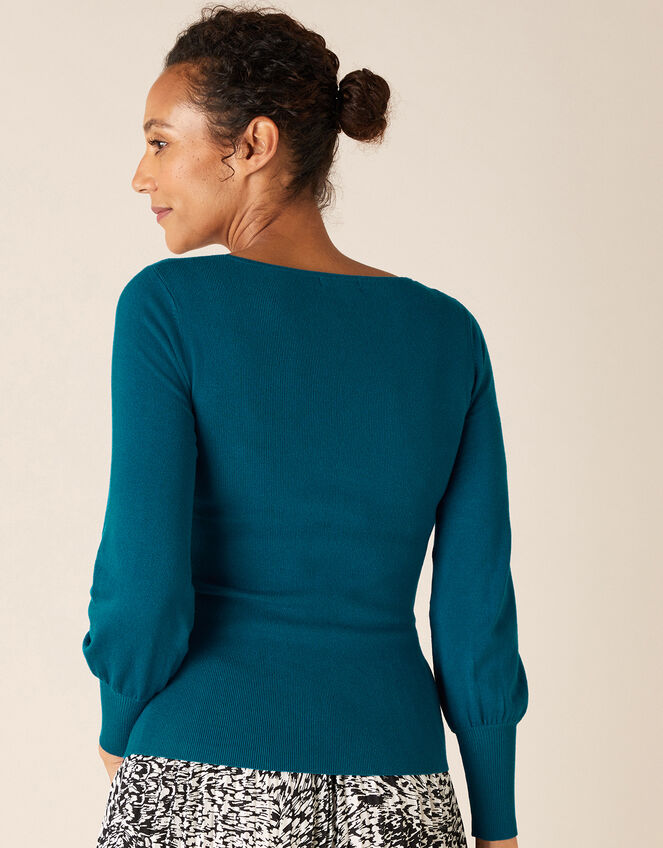 Scoop Neck Rib Jumper, Teal (TEAL), large