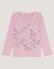 Sequin Butterfly Long Sleeve Top, Purple (LILAC), large
