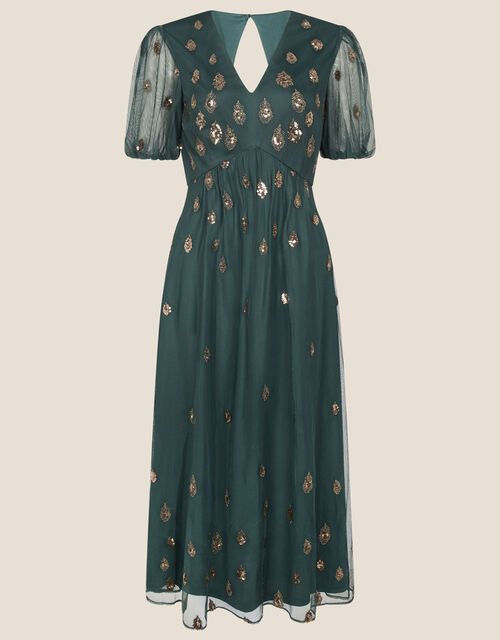 Siobhan Embellished Midi Dress, Green (GREEN), large