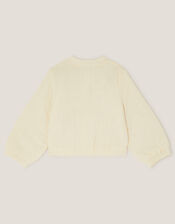 Floral Embroidered Bomber Jacket, Ivory (IVORY), large