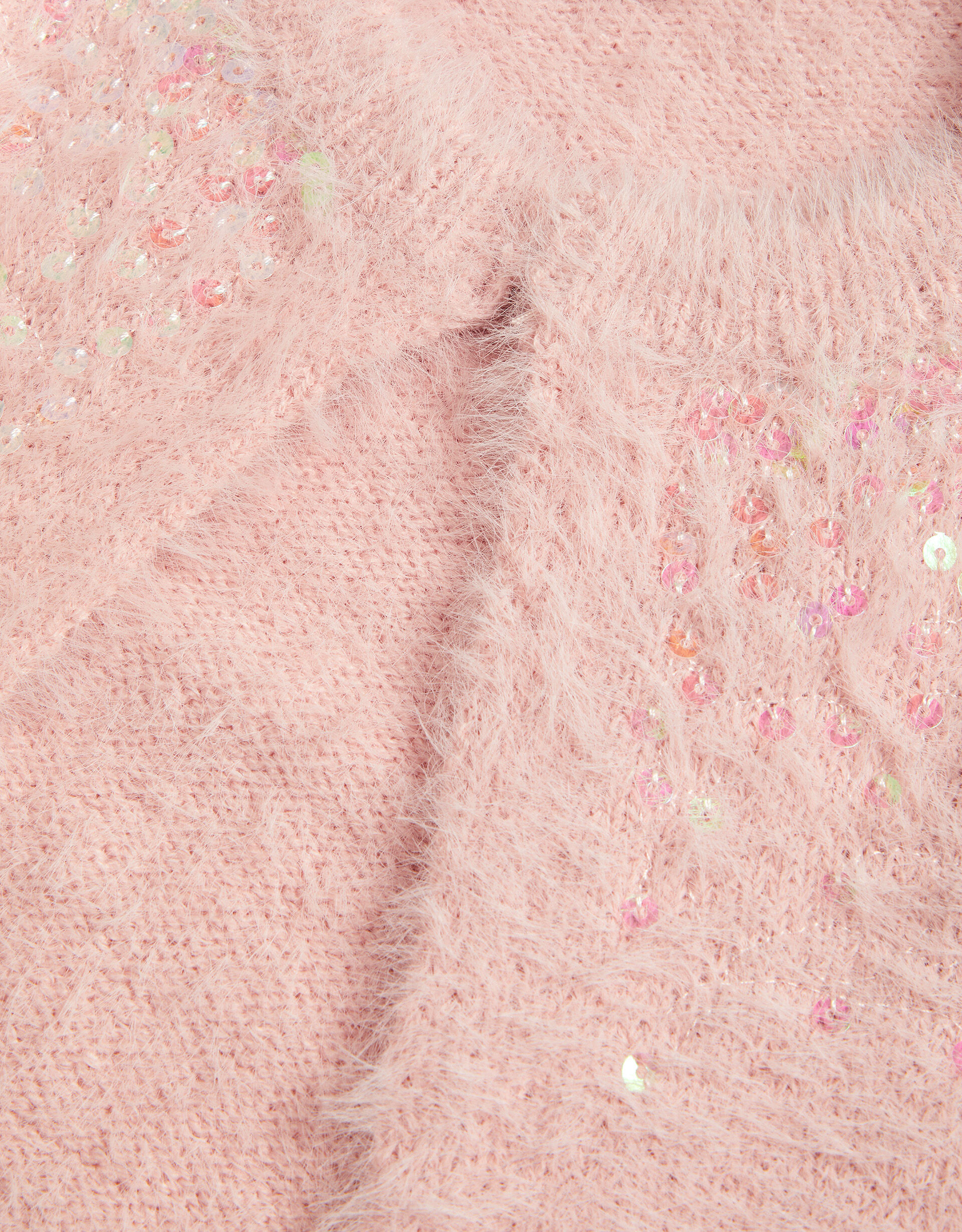 Sequin Fluffy Knit Cardigan Pink
