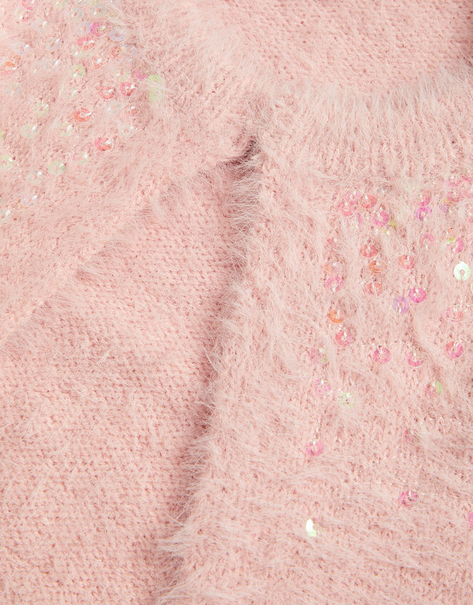 Sequin Fluffy Knit Cardigan, Pink (PINK), large