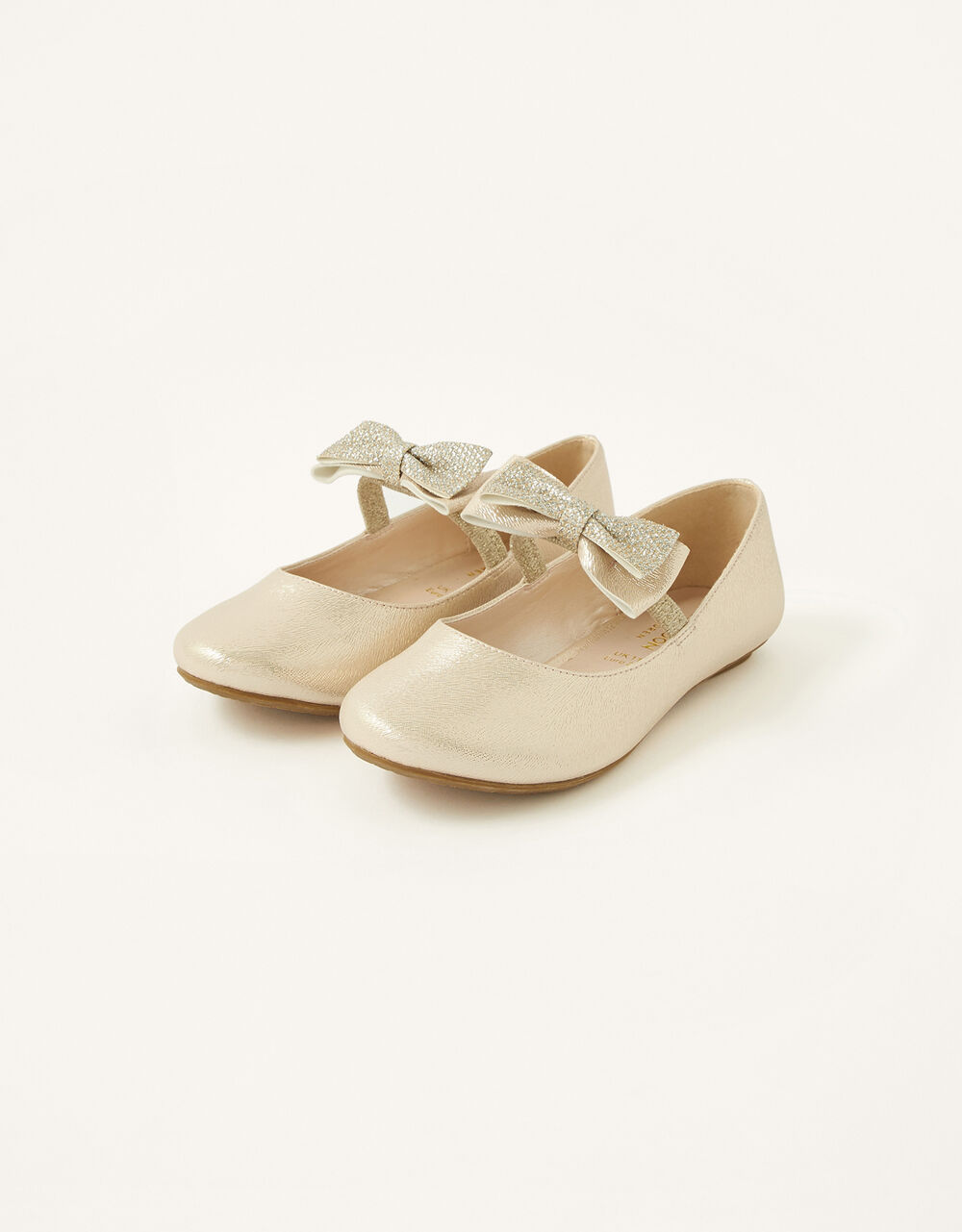 Children Children's Shoes & Sandals | Textured Bow Ballerina Flats Gold - CF07082