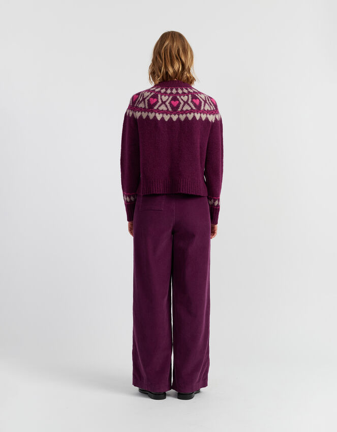 Chinti & Parker Heart Fair Isle Jumper, Red (MULBERRY), large