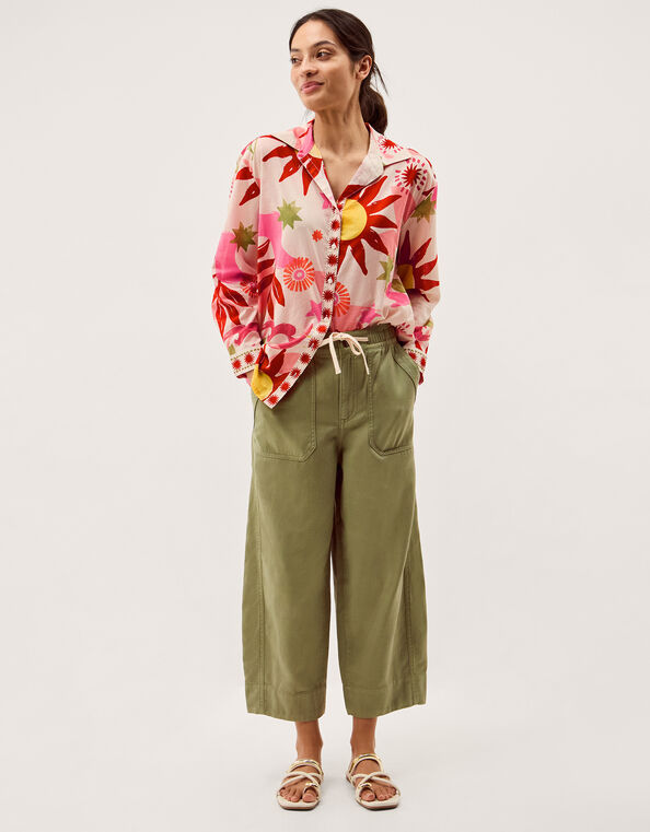 Anissa Sun Print Cotton Shirt, Ivory (IVORY), large