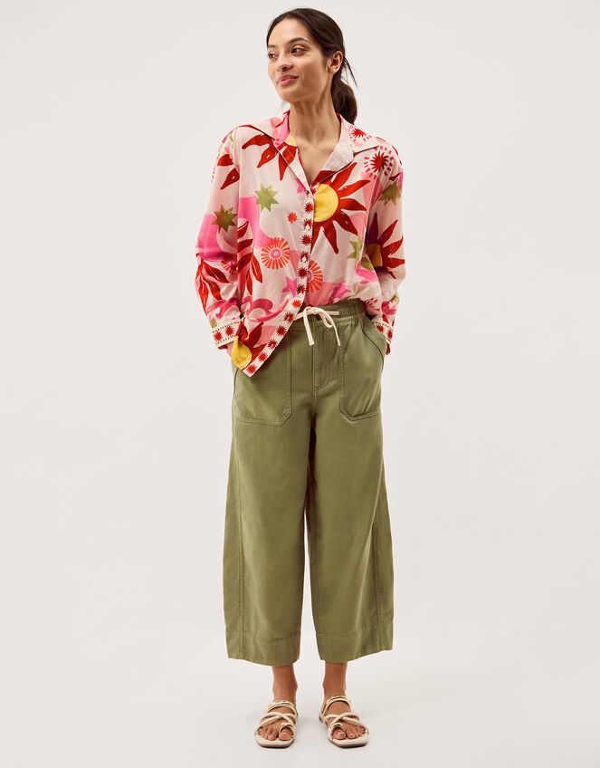 Anissa Sun Print Cotton Shirt, Ivory (IVORY), large