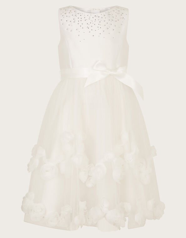 Amber Diamante 3D Roses Dress, Ivory (IVORY), large