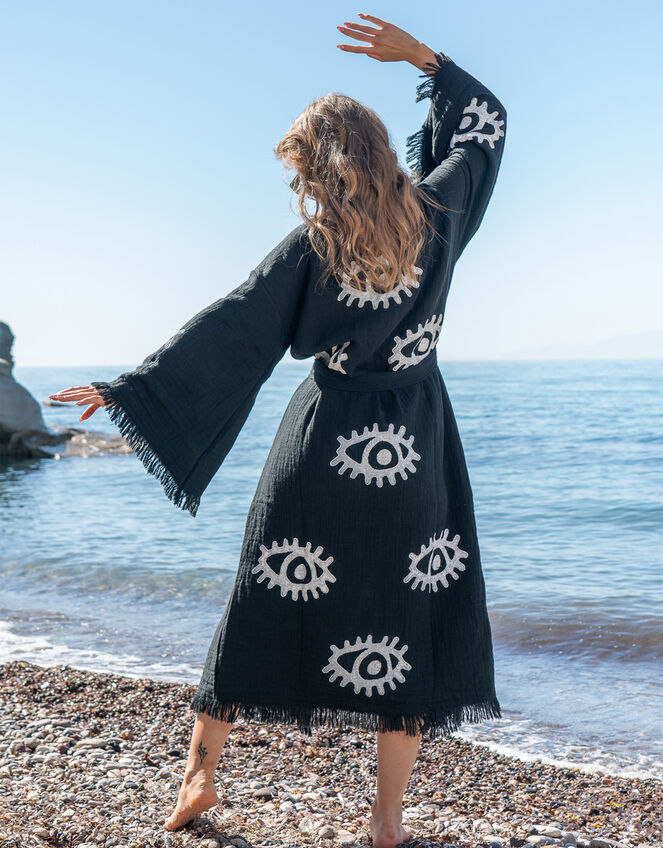 Meraki Beach Woodblock Print Kimono, , large