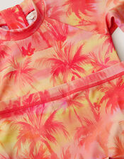 Palm Print UPF50+ Rash Vest Swim Set, Orange (ORANGE), large