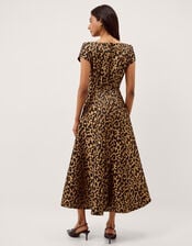 Anna Leopard Print Midi Dress, Camel (BEIGE), large
