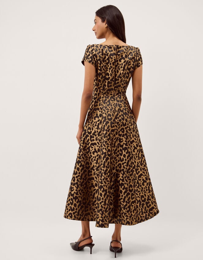 Anna Leopard Print Midi Dress, Camel (BEIGE), large