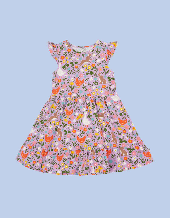Frugi Olivia Printed Skater Dress, Purple (PURPLE), large