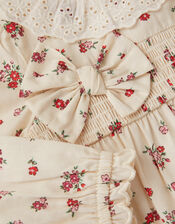 Newborn Floral Print Romper, Ivory (IVORY), large