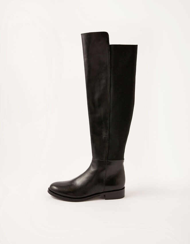 Olivia Leather Riding Boots, Black (BLACK), large