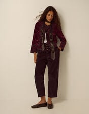 Ella High Waisted Corduroy Barrel Trousers, Black (BLACK), large