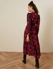 Paisley Print Midi Dress, Red (RED), large