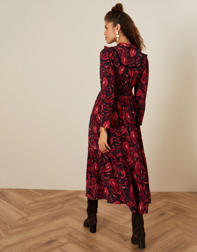 Paisley Print Midi Dress, Red (RED), large