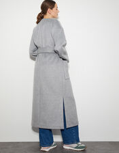 Cassie Long Belted Coat, Grey (GREY), large