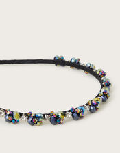Jet Embellished Jewel Headband, , large