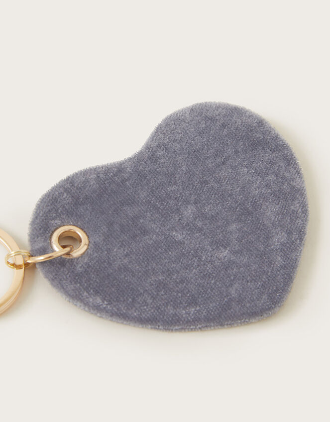 Plain Velvet Heart Keyring, Grey (GREY), large