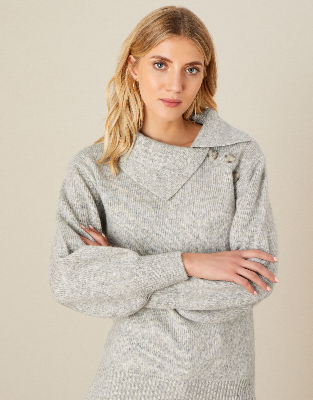 Split top neck jumper