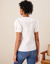 Winnie Lace Frill Top in Sustainable Cotton, White (WHITE), large