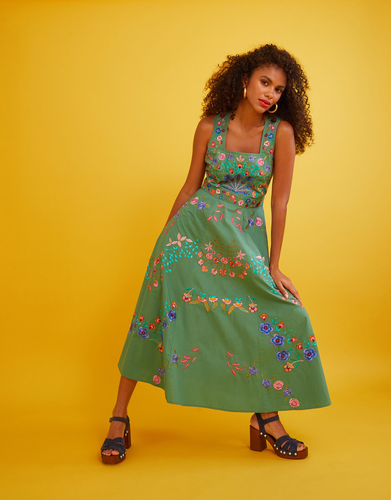 Embroidered midi dress uk clearance