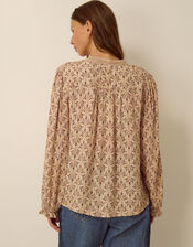 Clementine Lace Print Top, Ivory (IVORY), large