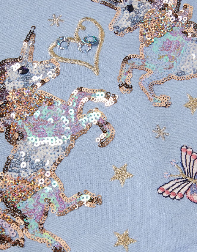 Unicorn Embellished Disco Dress, Blue (BLUE), large