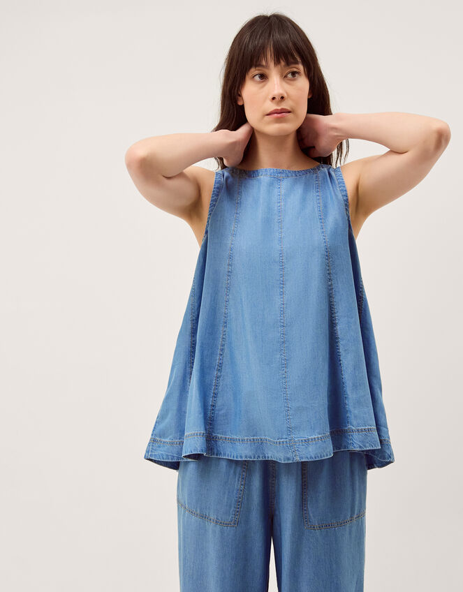 Daria Swing Chambray Tank Top, Blue (DENIM BLUE), large