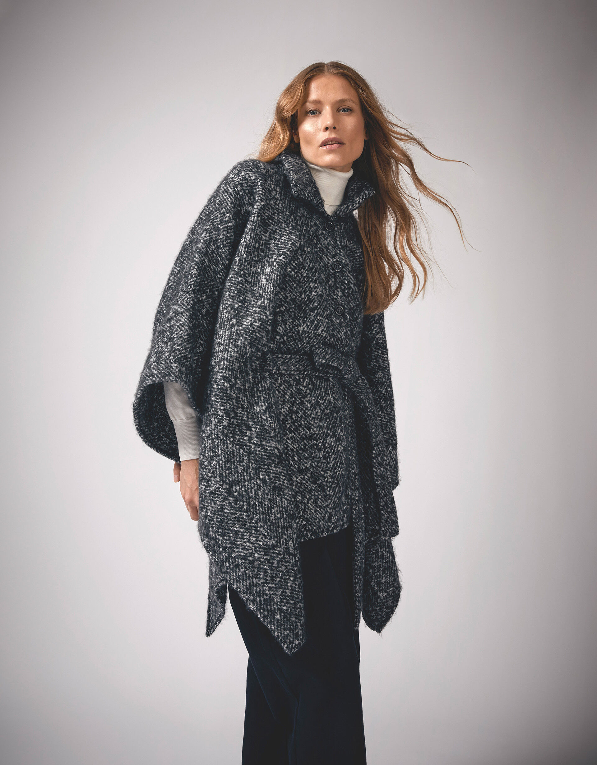 Belted poncho coat online