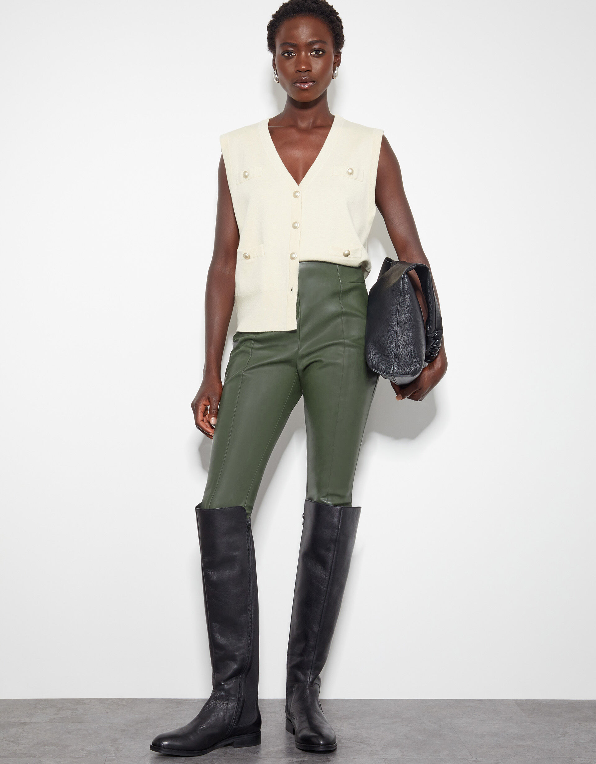 Green leather leggings shop