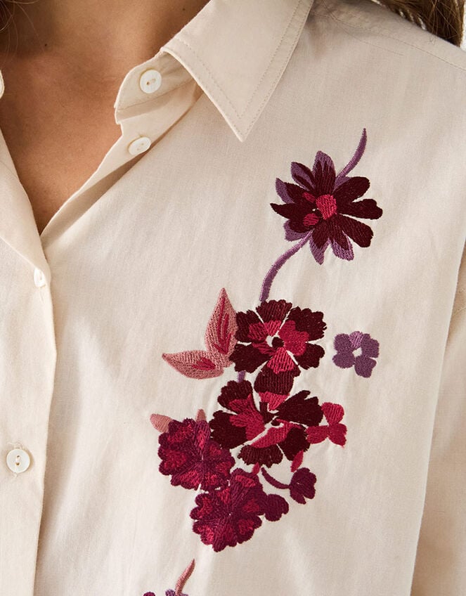 East Liya Embroidered Shirt, Camel (BEIGE), large