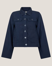 Lenny Linen Blend Cropped Jacket, Blue (NAVY), large