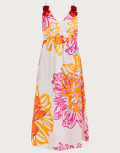 Marguerite Floral Poplin Dress in Sustainable Cotton, Ivory (IVORY), large