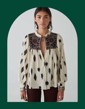 Maison Hotel Embroidered Blouse, Ivory (IVORY), large