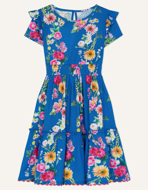 Floral Print Jersey Dress, Blue (BLUE), large