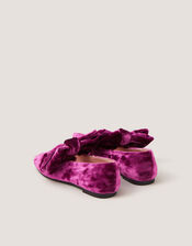 Bow Strap Velvet Mary Jane Ballet Flats, Purple (PURPLE), large