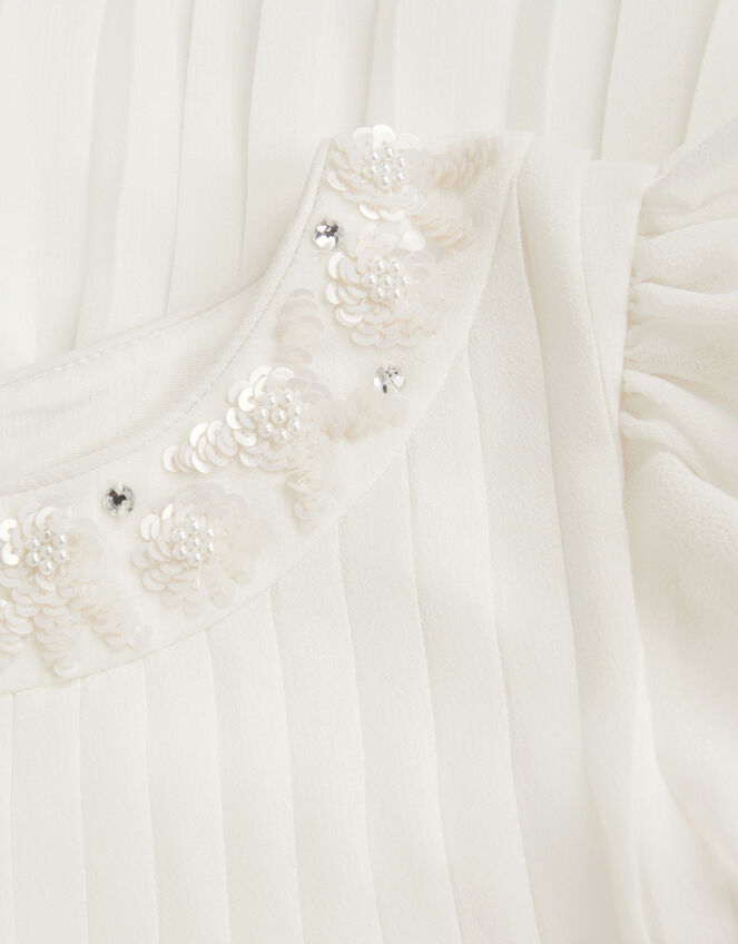 Nellie Pleated Bridesmaid Dress, Ivory (IVORY), large