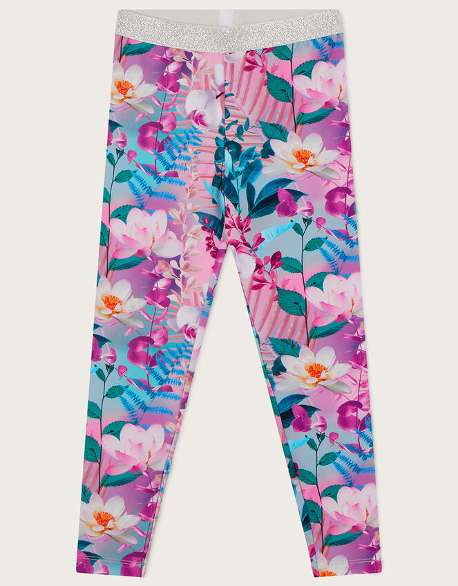 Tropical Floral Leggings, Pink (ROSE PINK), large