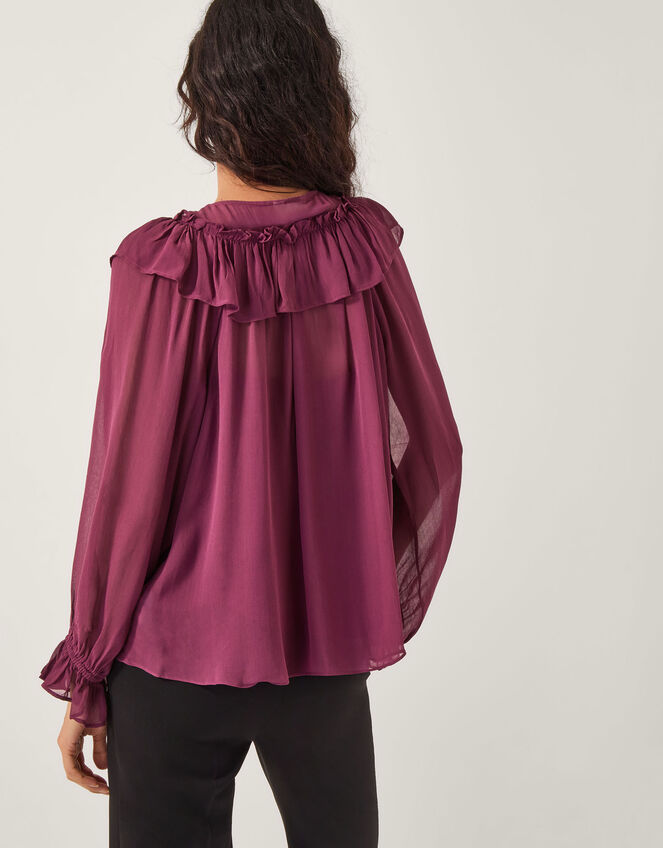 Suki Ruffle Blouse, Red (BURGUNDY), large